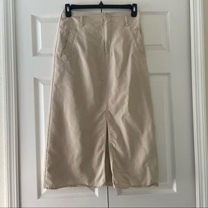 Ralph Lauren Vintage Unique Khaki Maxi Deep Slit 2 Pocket Skirt Size 8P